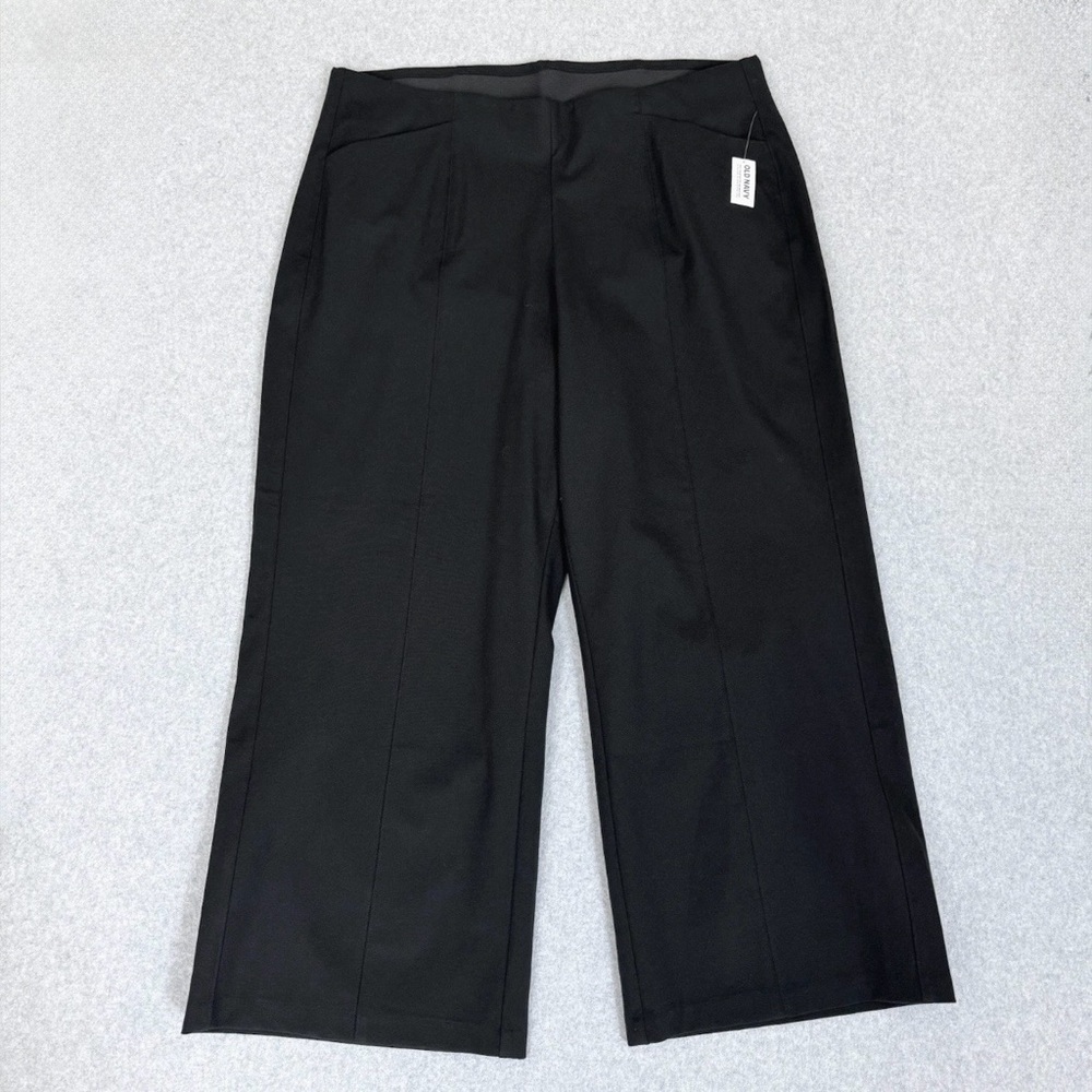 Old Navy Womens Pixie Wide Leg Pants Size 3X Black Pull On Business Casual NWT